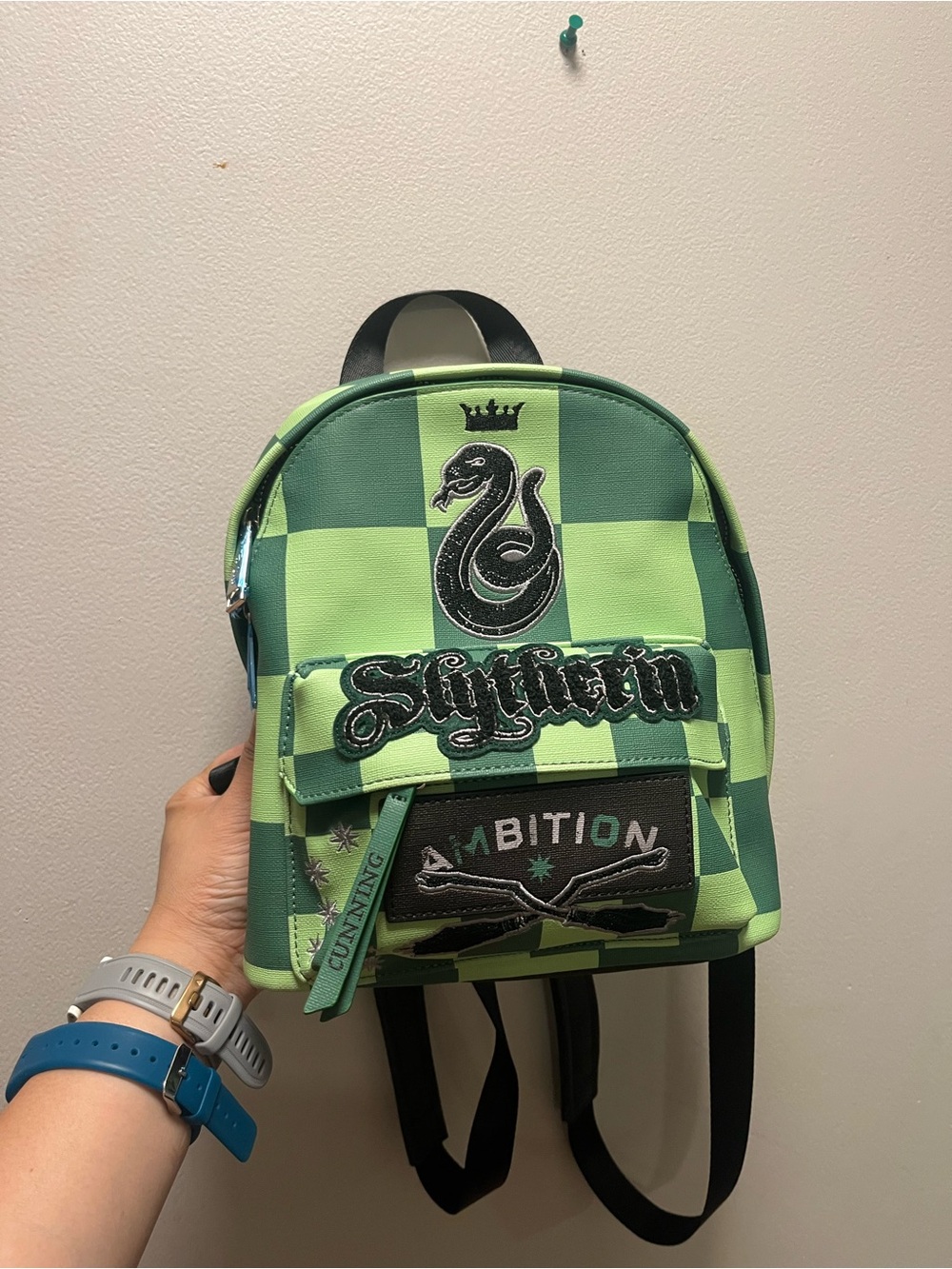 Slytherin Green Checker Mini Backpack - fred segal loungefly harry potter